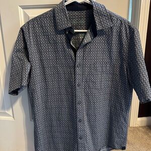 Tasso Elba Navy Geometric Button Down Shirt